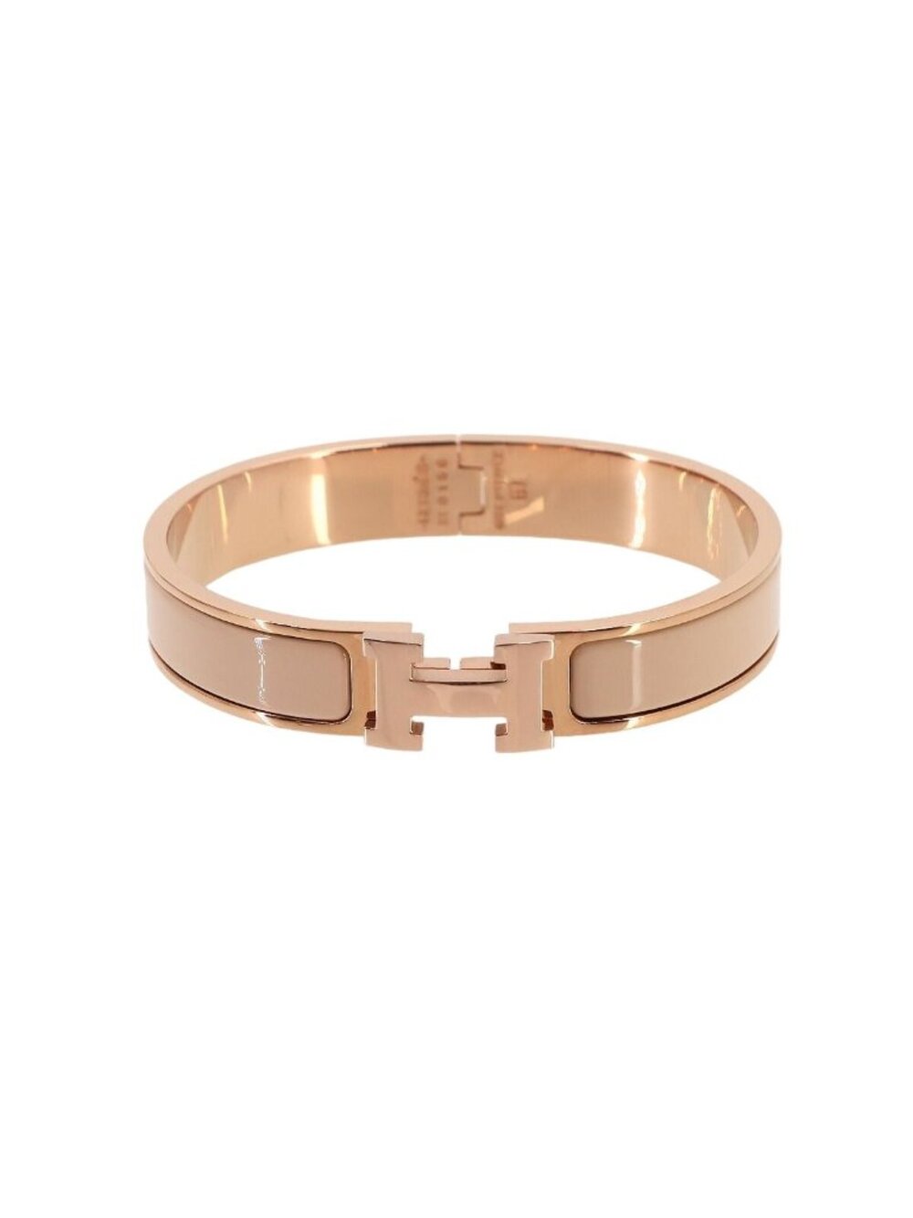 Hermes Clic H GM Bangle Beige Rose Gold Bracelet